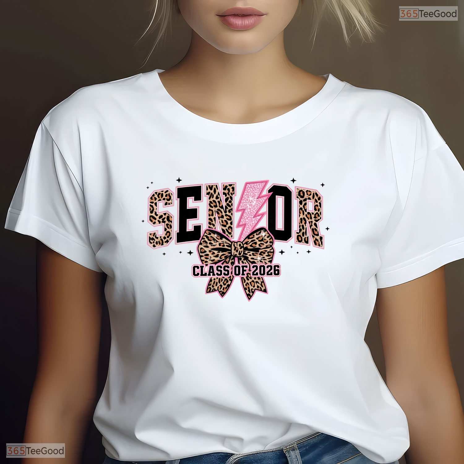 Senior Class Of 2026 Leopard Print Cute Graduation Apparel For Girls T-Shirt