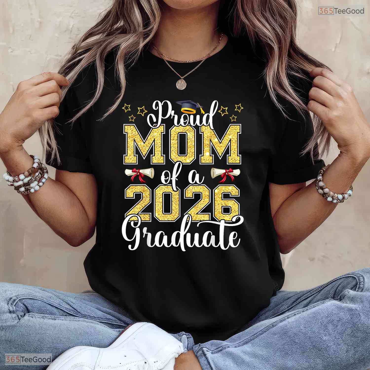 Proud Mother Of A 2026 Graduate Matching Family High School Ceremony T-Shirt