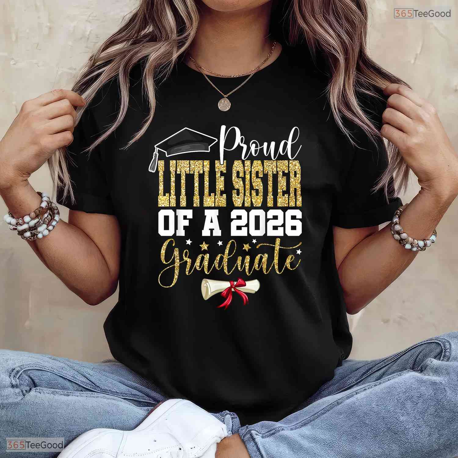 Proud Little Sister Of A 2026 Senior Graduate Matching Family Graduation T-Shirt