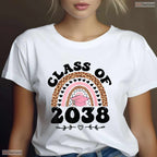 Class Of 2038 Grow With Me Rainbow Back To School Kindergarten Graduation Shirt
