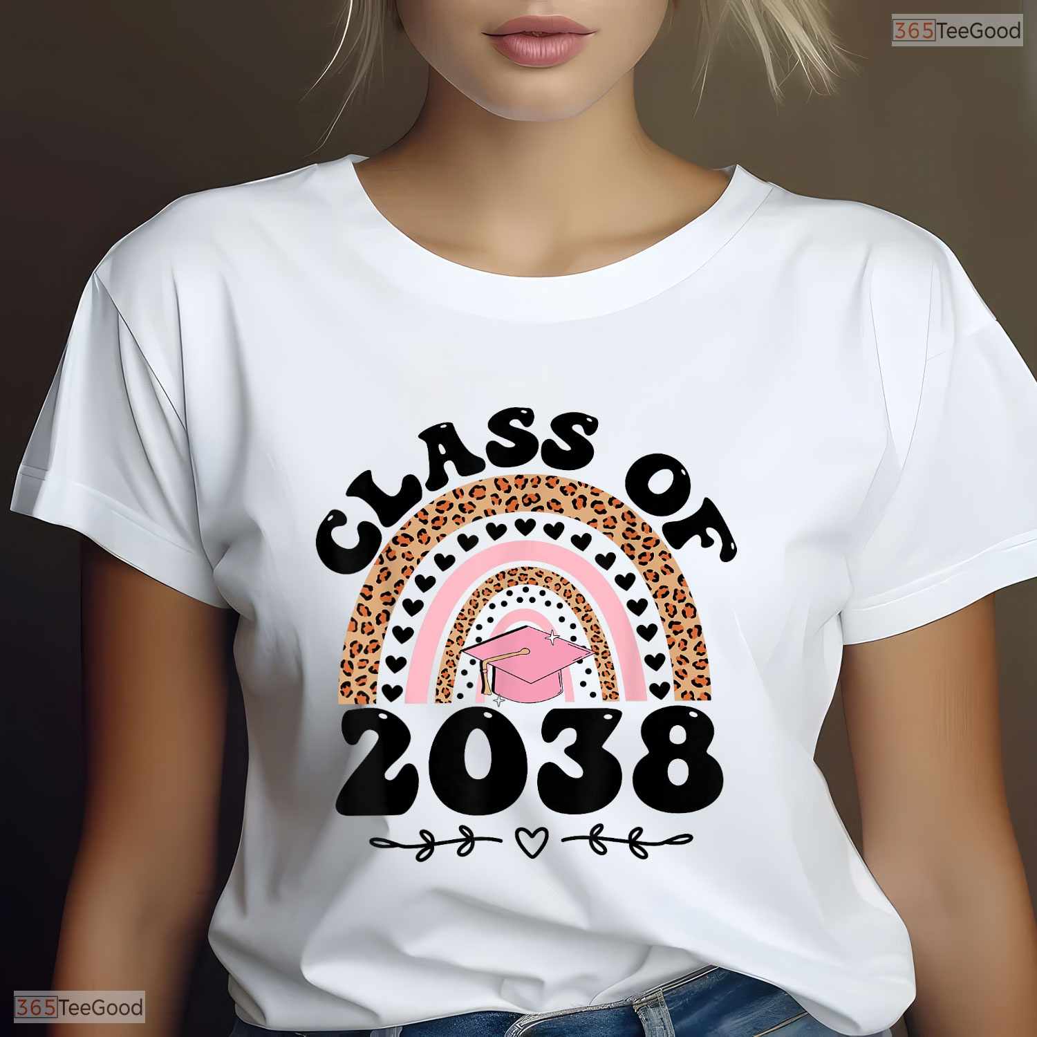 Class Of 2038 Grow With Me Rainbow Back To School Kindergarten Graduation Shirt