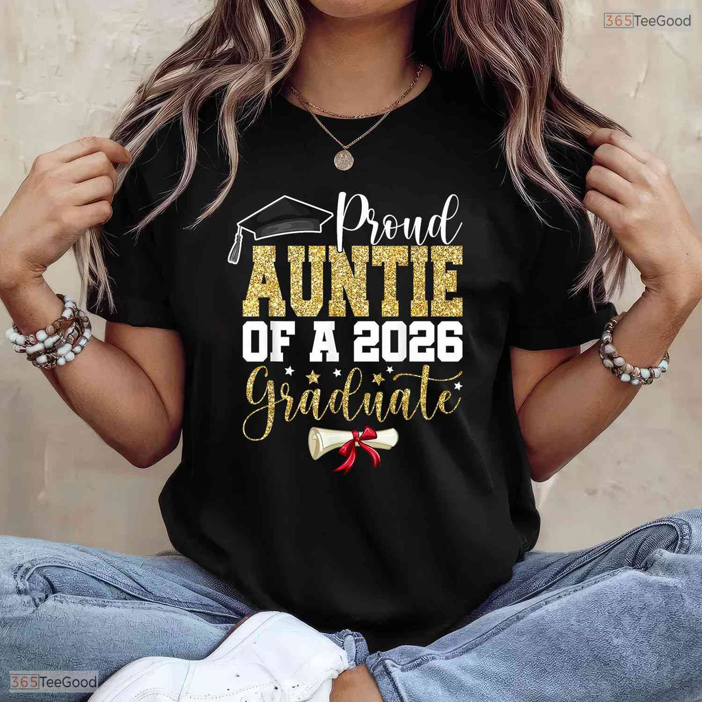 Special Proud Auntie Of 2026 Senior Graduate Family Graduation Event T-Shirt