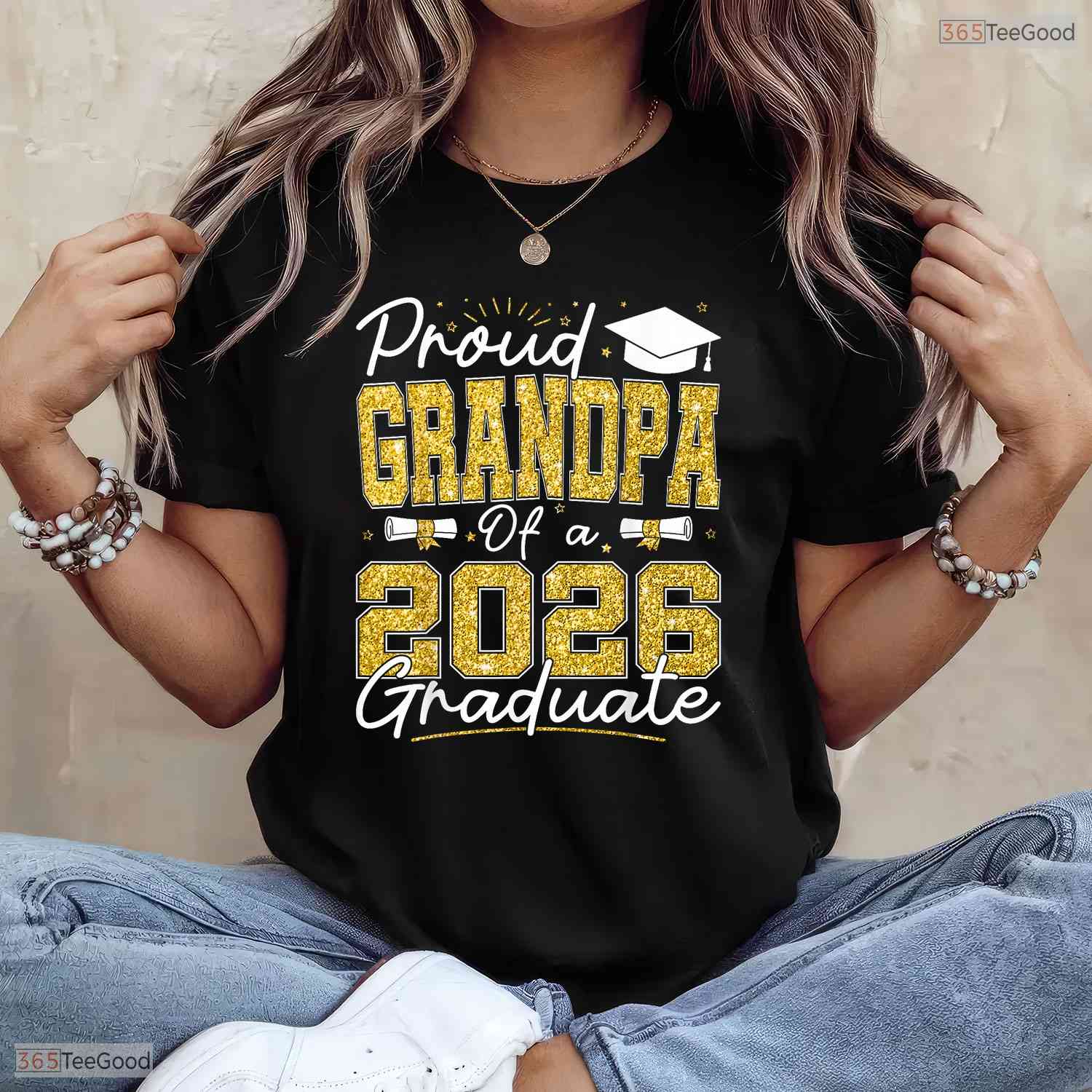 Proud Grandpa Of A 2026 Graduate Senior Matching Family Ceremony Party T-Shirt