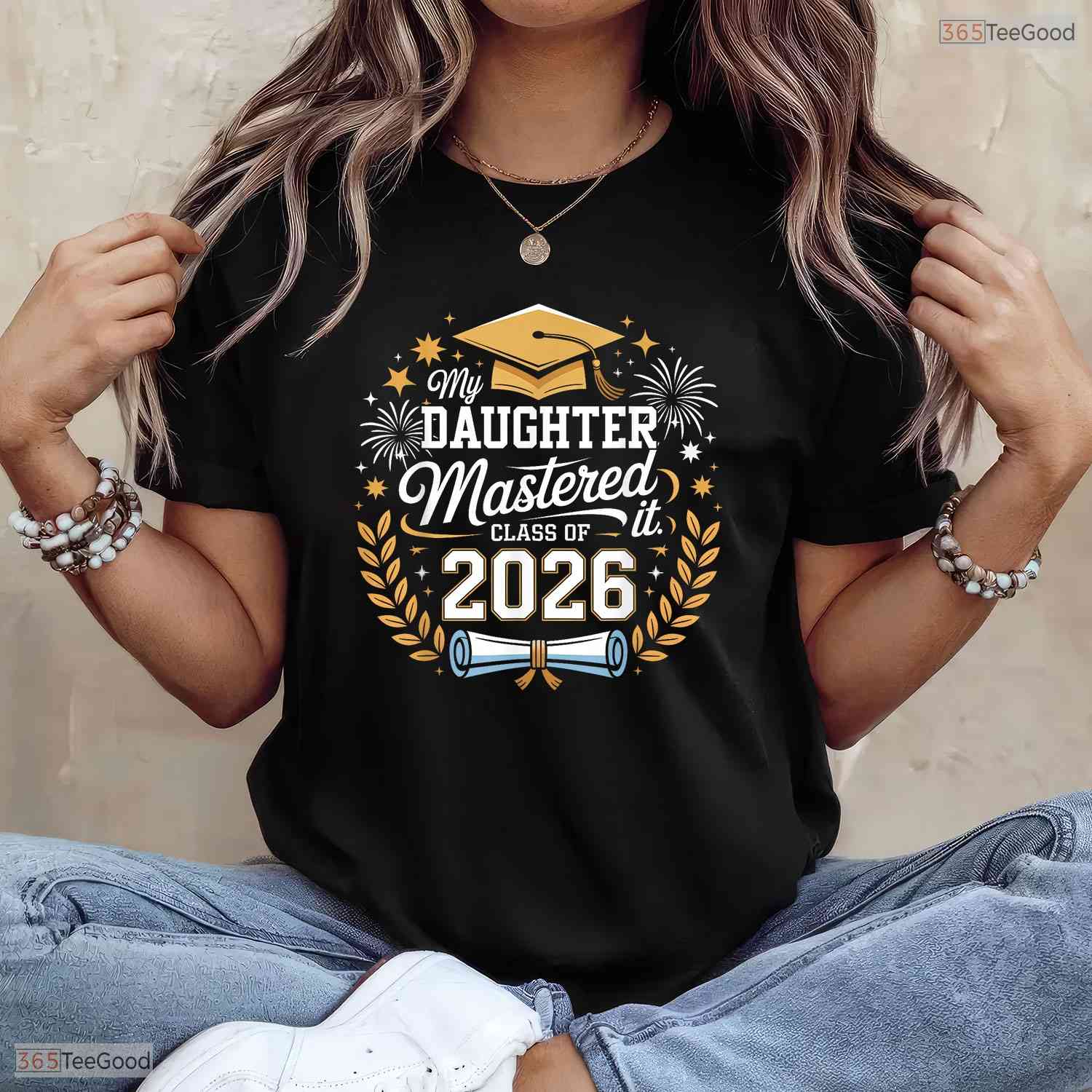 My Daughter Mastered It Class Of 2026 Masters Degree Family Graduation T-Shirt