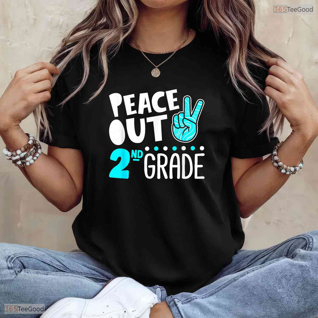 Peace Out 2nd Grade Graduation Funny Last Day Of School 2026 Kids Party Shirt