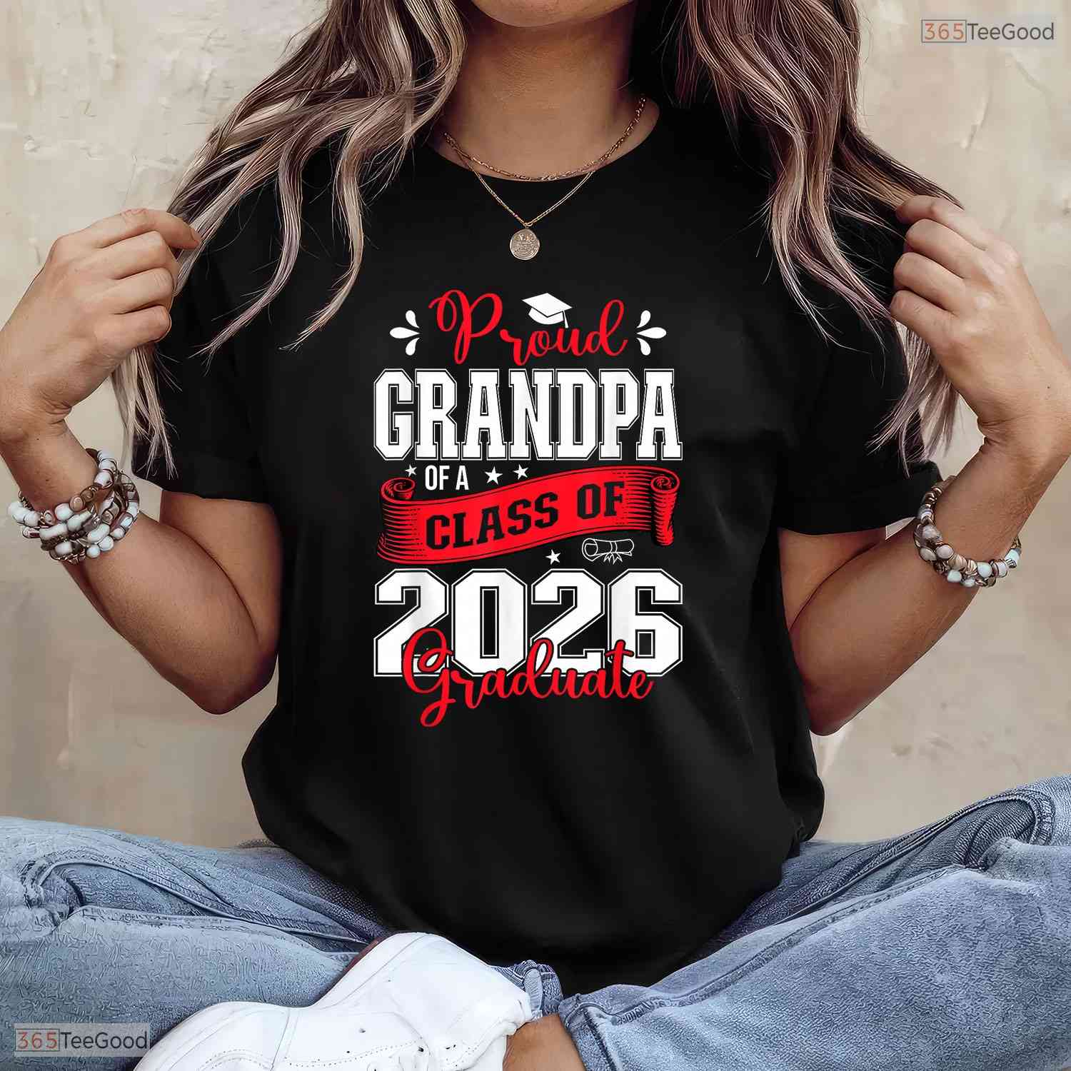 Proud Grandpa Of A Class Of 2026 Graduate High School Senior Celebration Shirt