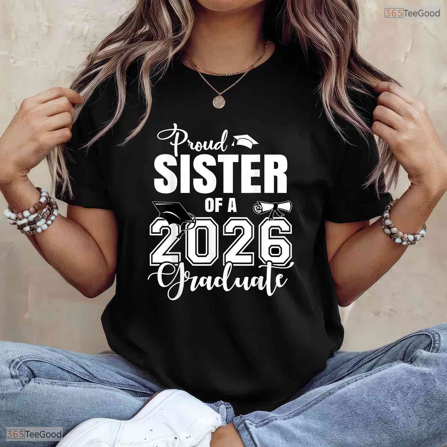 Proud Sister Of A 2026 Graduate High School Senior College Ceremony Party Shirt
