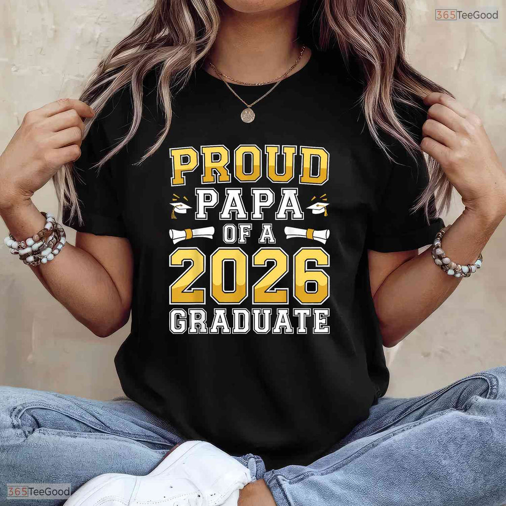 Proud Papa Of A 2026 Graduate High School Senior Class Matching Family T-Shirt