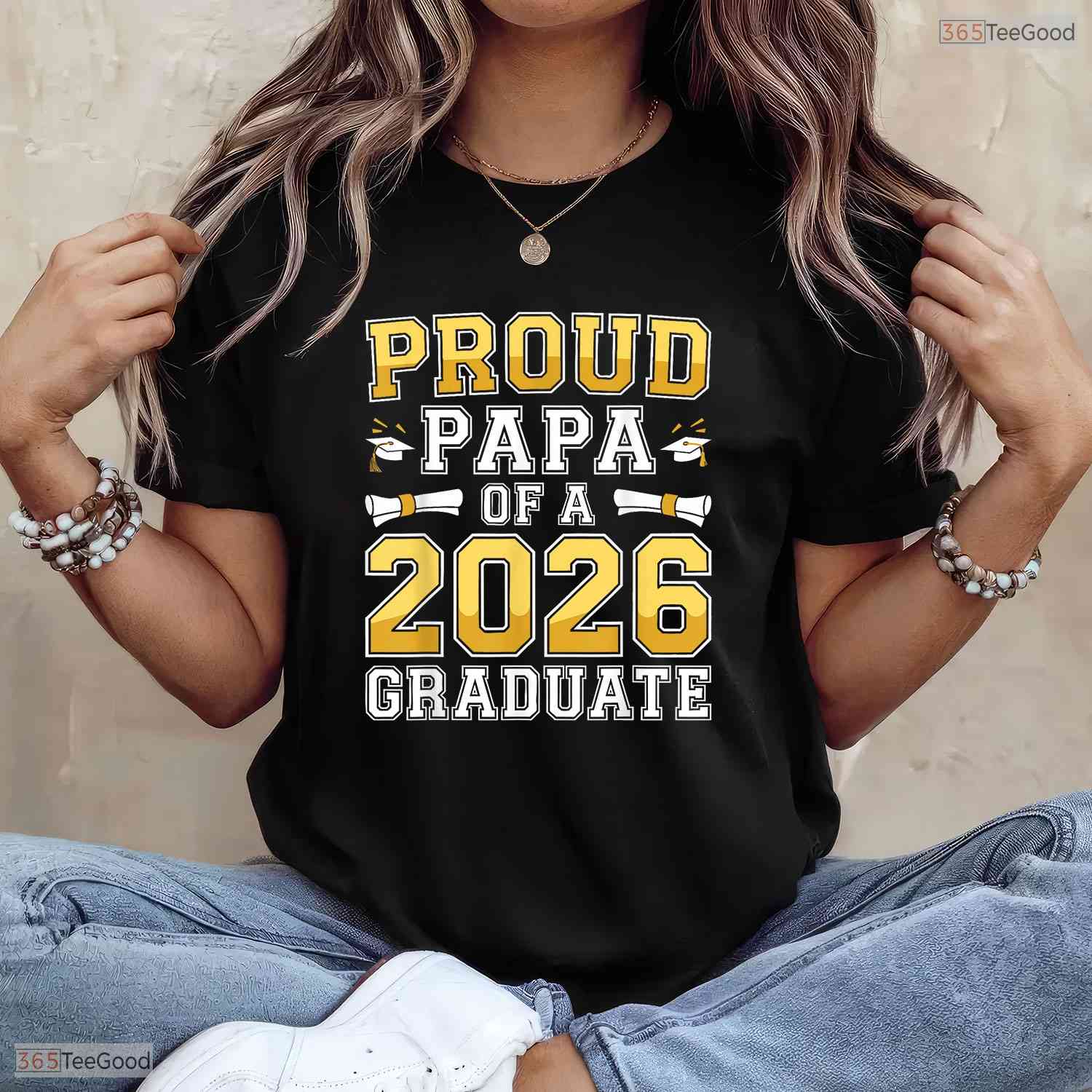 Proud Papa Of A 2026 Graduate High School Senior Class Matching Family T-Shirt