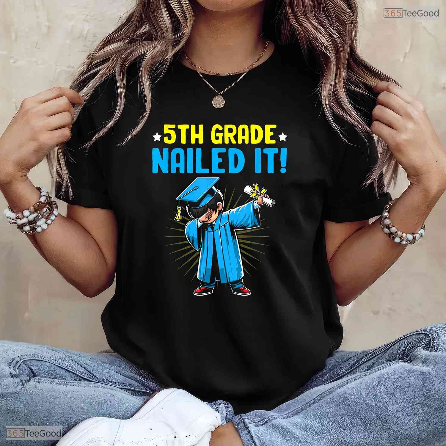 Funny Dabbing Boy 5th Grade Nailed It Elementary School Youth Graduation Shirt