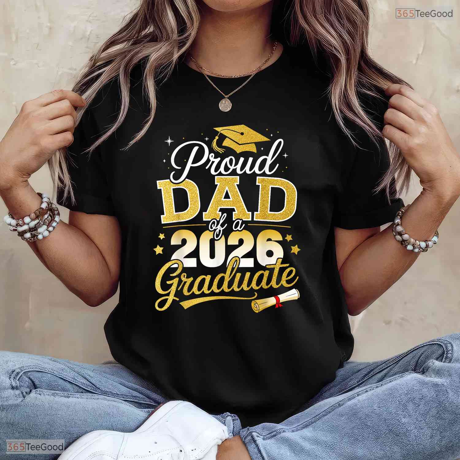 Proud Dad Of A Class Of 2026 Graduate High School University Ceremony T-Shirt