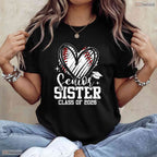 Senior Sister Class Of 2026 Baseball Heart Sports Family Graduation T-Shirt