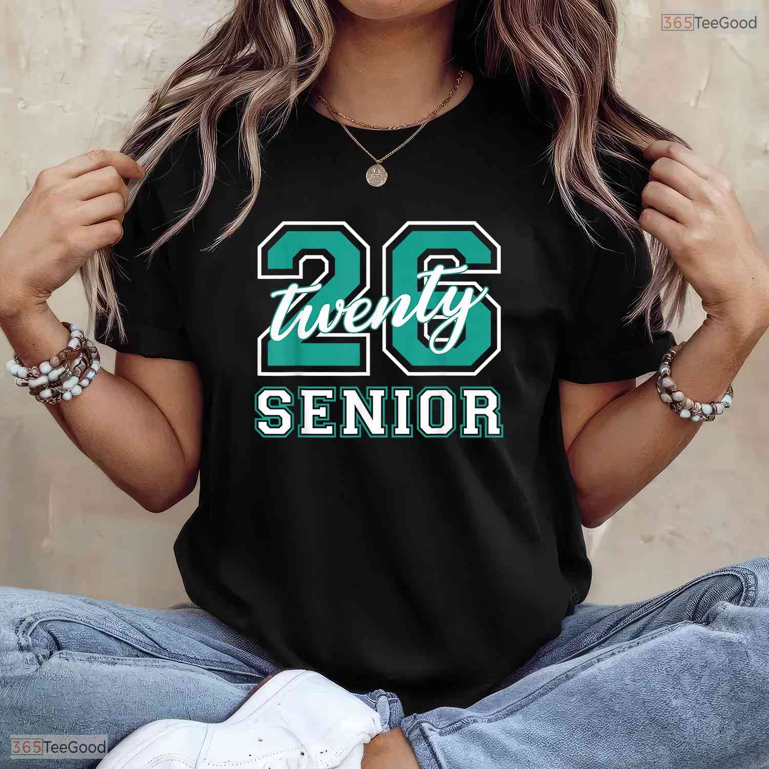 Class Of 2026 Senior Graduation Varsity Teal Letters High School T-Shirt
