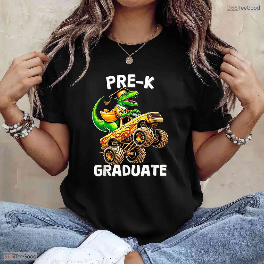 Pre-K Graduation Monster Truck Dinosaur Boys Kids Moving Up Ceremony Shirt