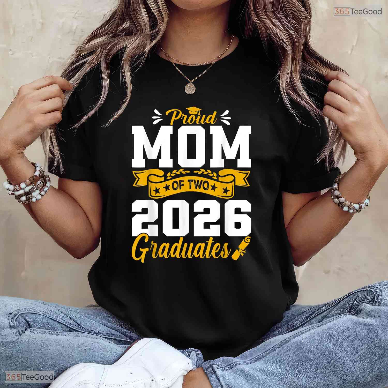 Proud Mom Of Two 2026 Graduates Twins High School Graduation Party T-Shirt