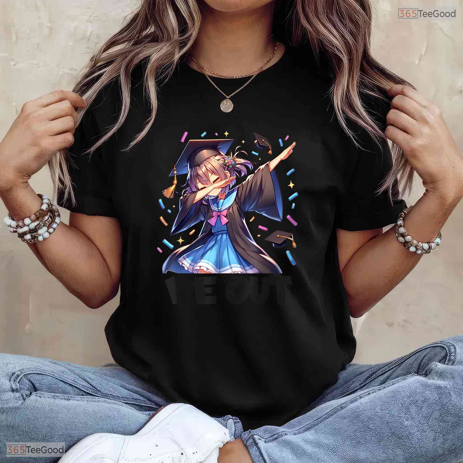 We Out Dabbing Anime Girl Graduate Funny High School Graduation Party Shirt