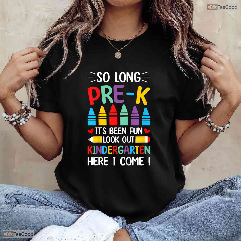 So Long Pre-K Kindergarten Here I Come 2026 Moving Up Graduation T-Shirt