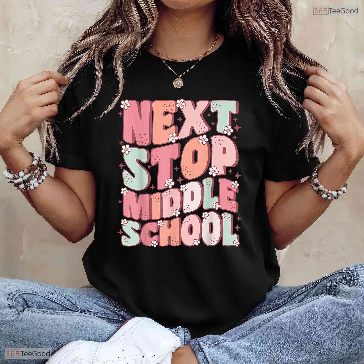 Next Stop Middle School Groovy Elementary School Graduation Transition Youth T-Shirt