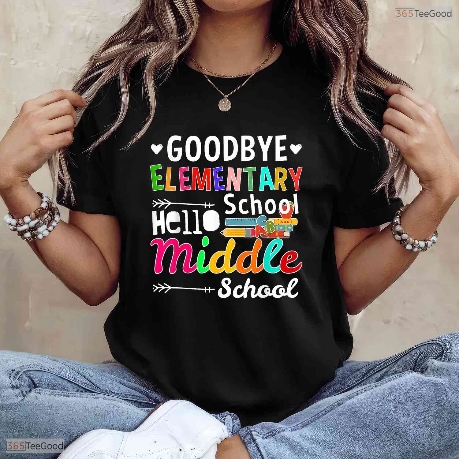 Hello Middle School Goodbye Elementary School Graduation Moving Up Ceremony T-Shirt