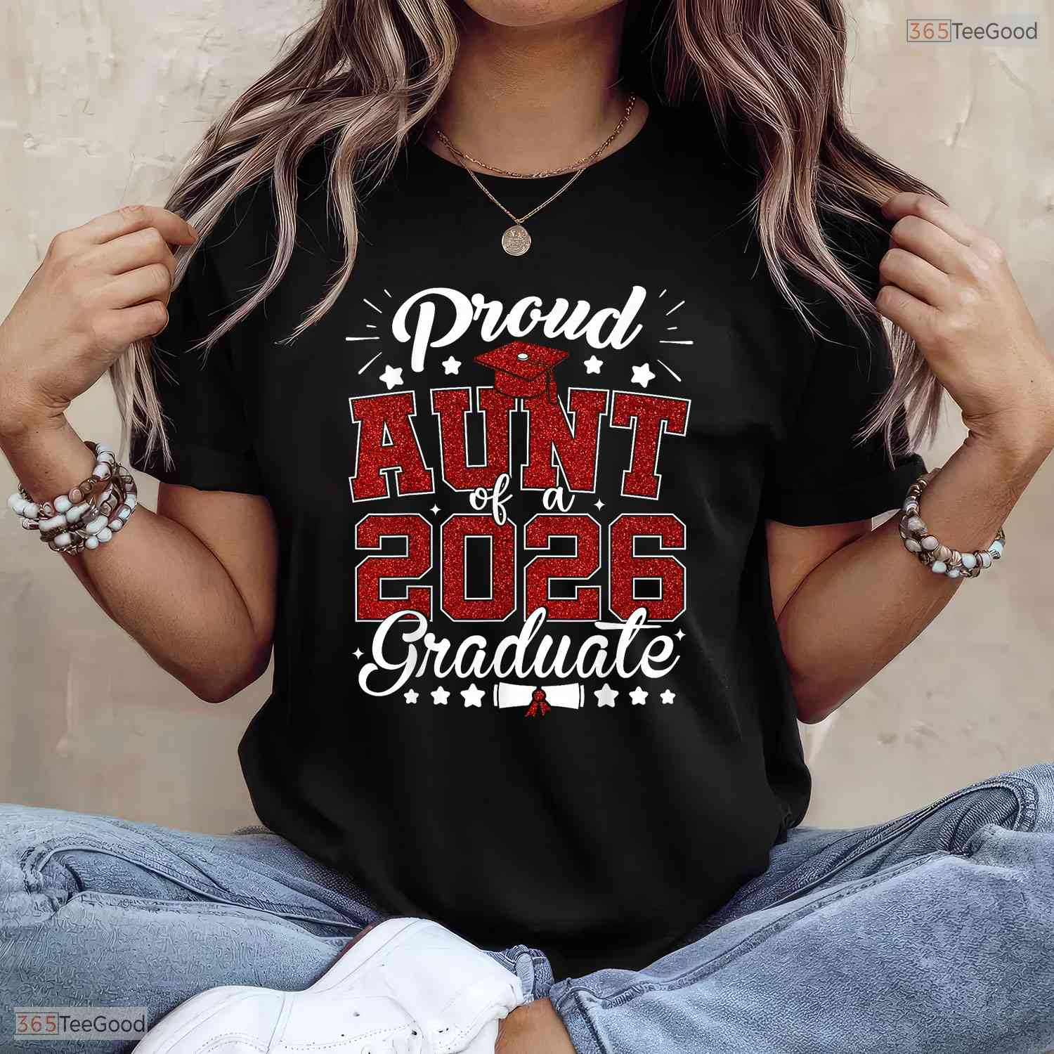 Supportive Proud Aunt Of A 2026 Graduate Senior Class Graduation Ceremony T-Shirt