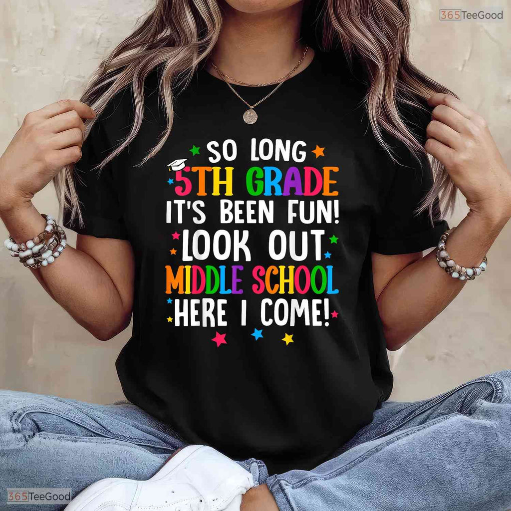 So Long 5th Grade Middle School Here I Come Elementary Graduation Youth T-Shirt