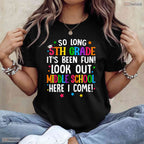 So Long 5th Grade Middle School Here I Come Elementary Graduation Youth T-Shirt