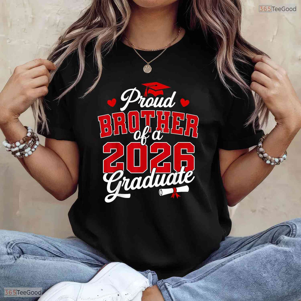 Proud Brother Of A Class Of 2026 Graduate High School Senior Commemorative T-Shirt