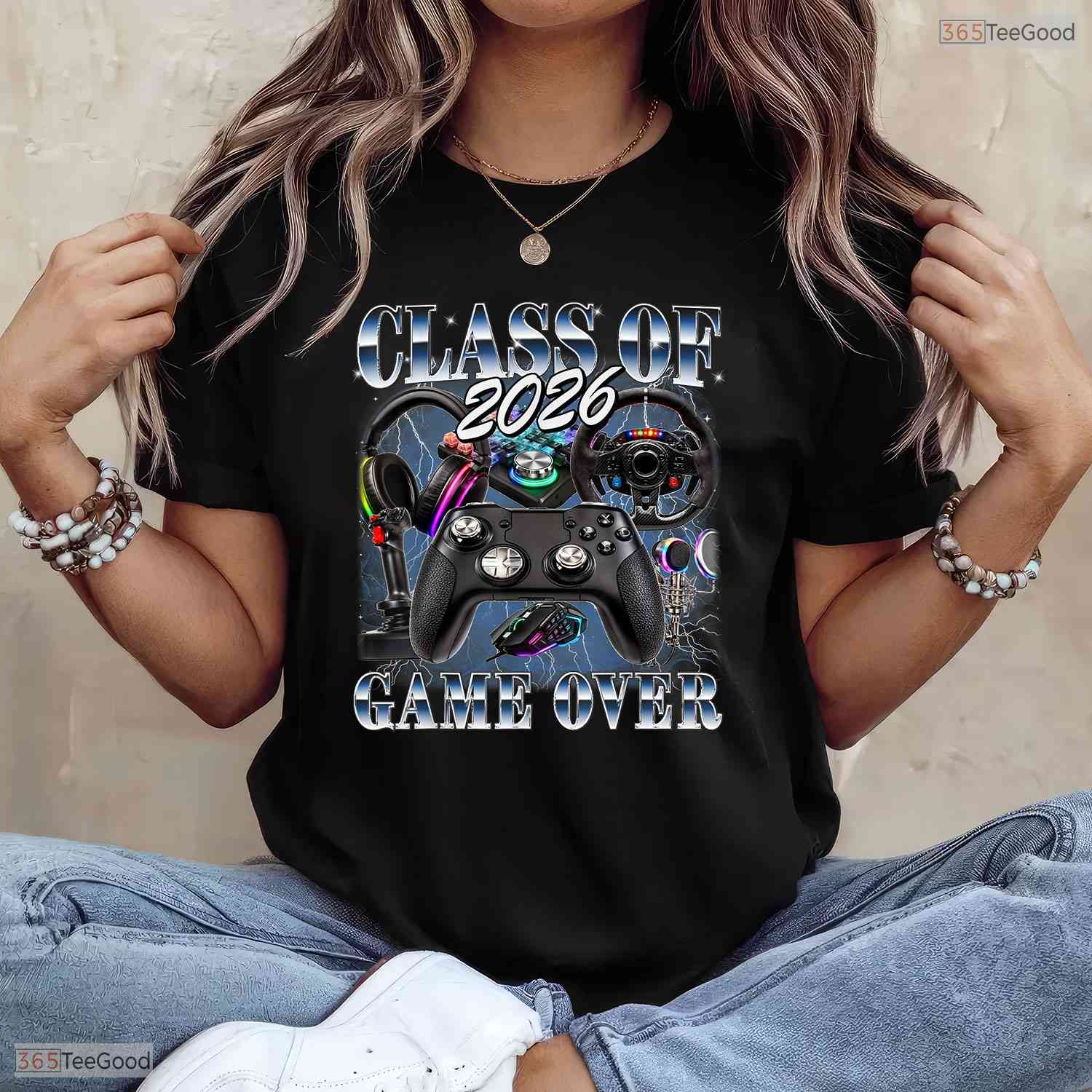 Retro Class Of 2026 Game Over Graduate 90s Style Senior Graduation Party T-Shirt