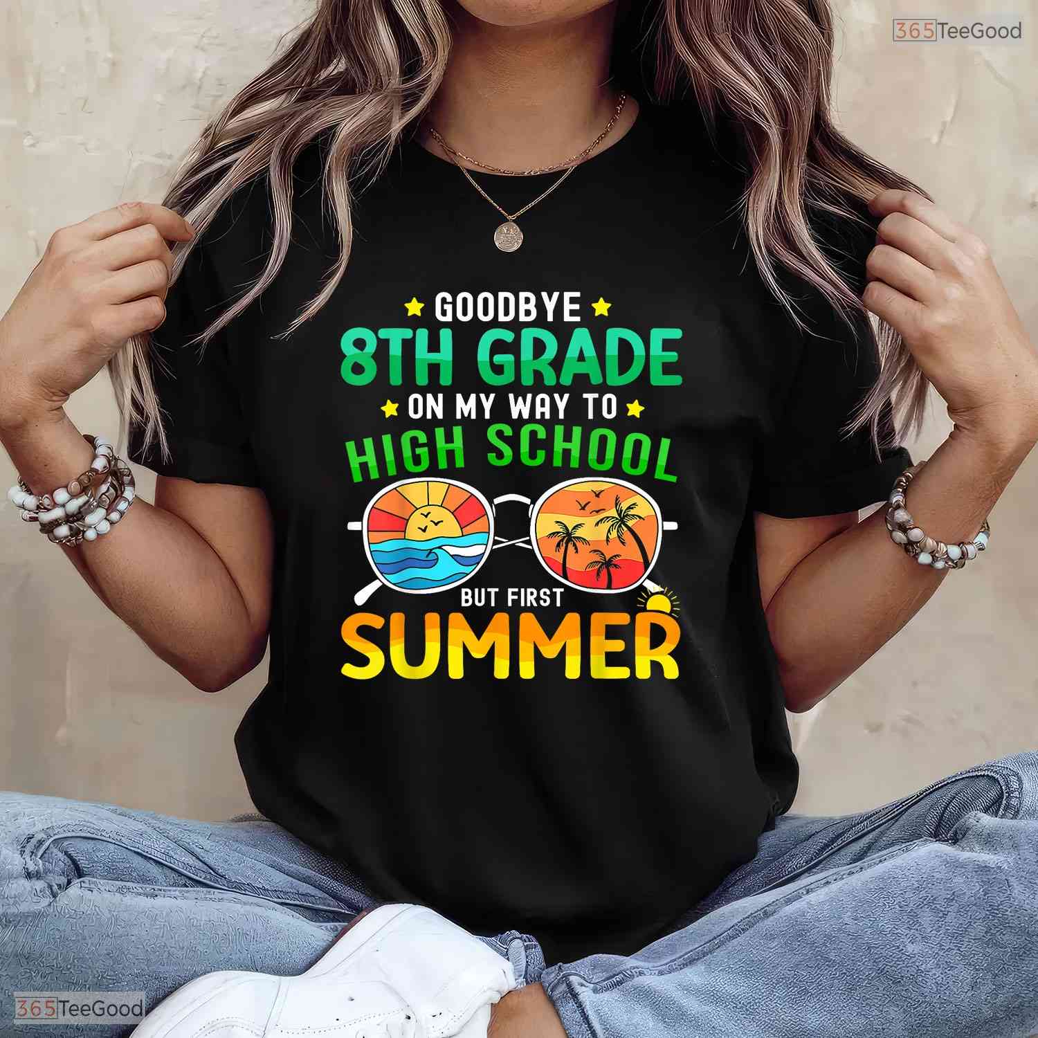Goodbye 8th Grade Hello 9th Grade Summer Middle School Transition Graduation T-Shirt