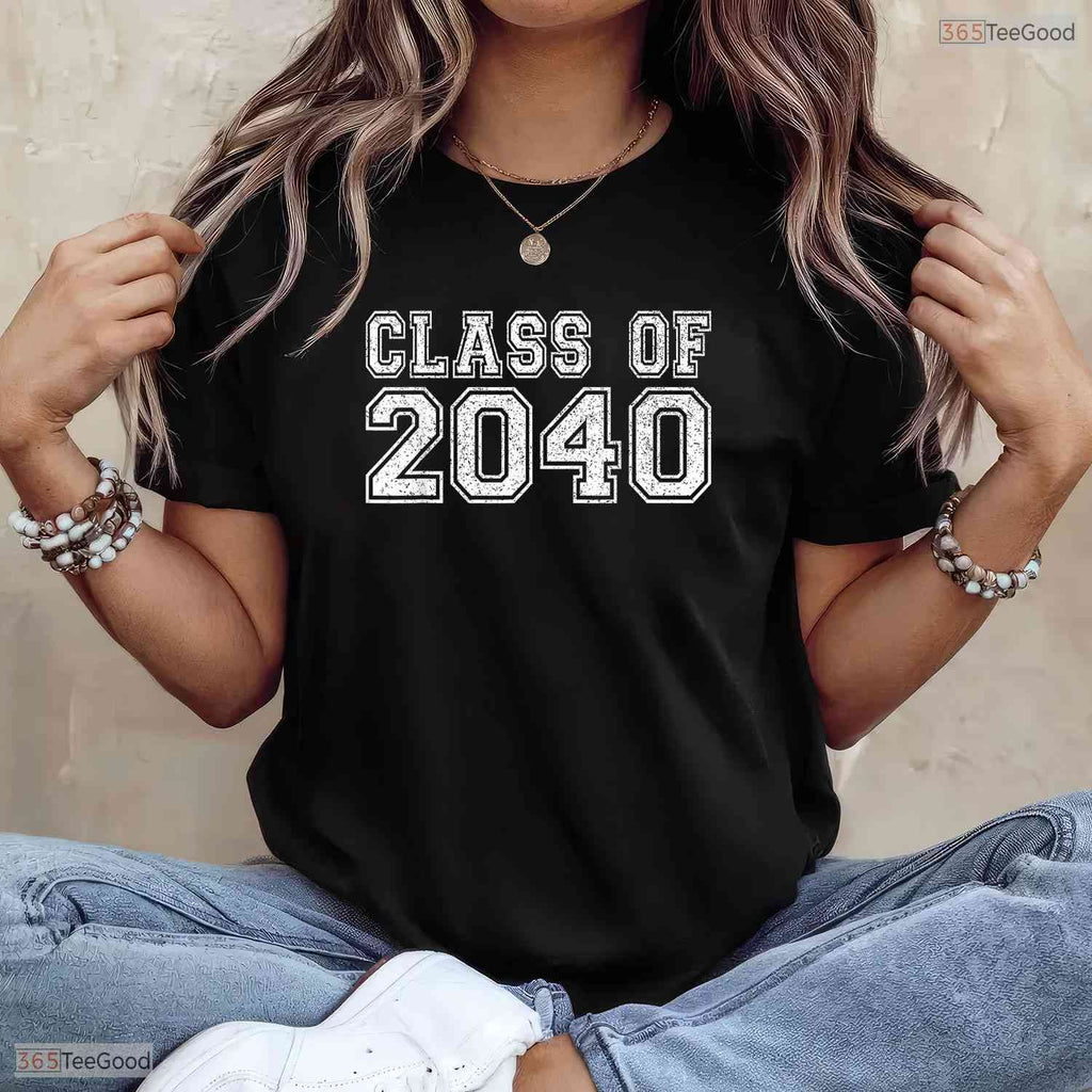 Class Of 2040 Graduate Back To School Funny Oversized Youth Milestone Graduation Shirt