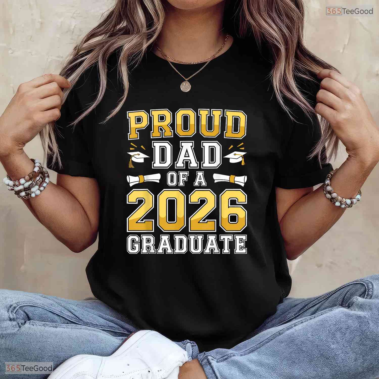 Proud Dad Of A 2026 Graduate Senior Class Matching Family Celebration Party T-Shirt
