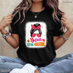 Peace Out 5th Grade Messy Bun Girl Elementary School Moving Up Graduation T-Shirt