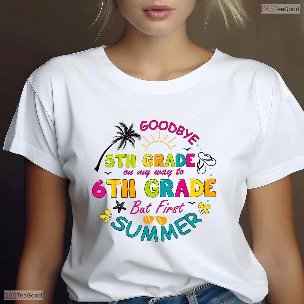 Goodbye 5th Grade Hello Middle School Summer Break Youth Graduation Shirt