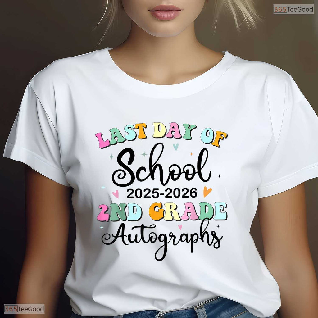 Last Day Of School Autograph 2nd Grade Graduation Signing Keepsake T-Shirt