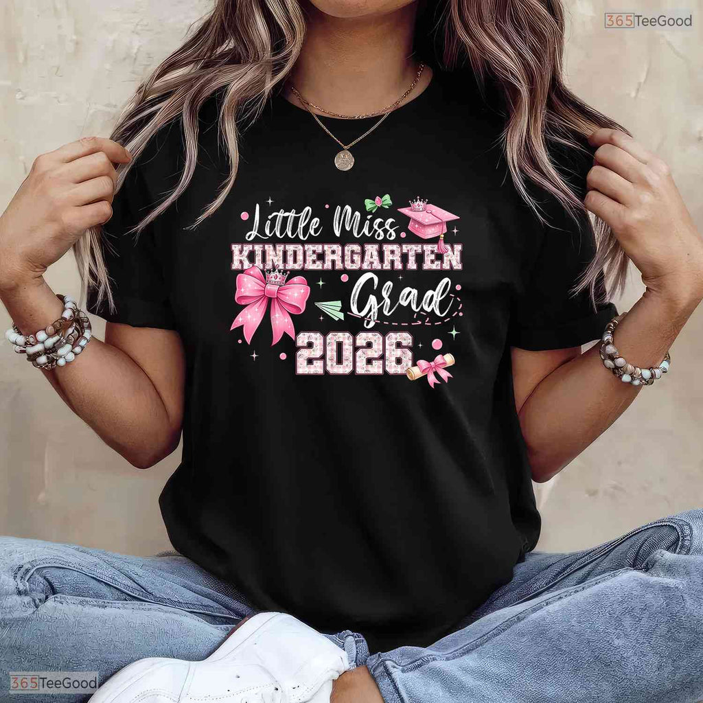 Adorable Little Miss Kindergarten Grad 2026 Girls Kids Graduation Ceremony T-Shirt