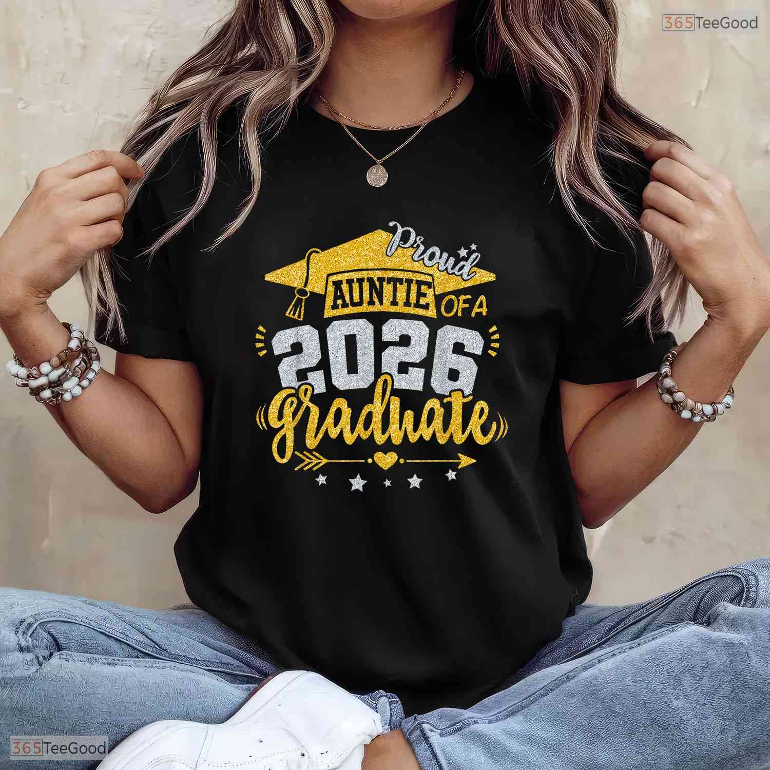 Proud Auntie Of A Class Of 2026 Graduate High School Senior Family Party Shirt
