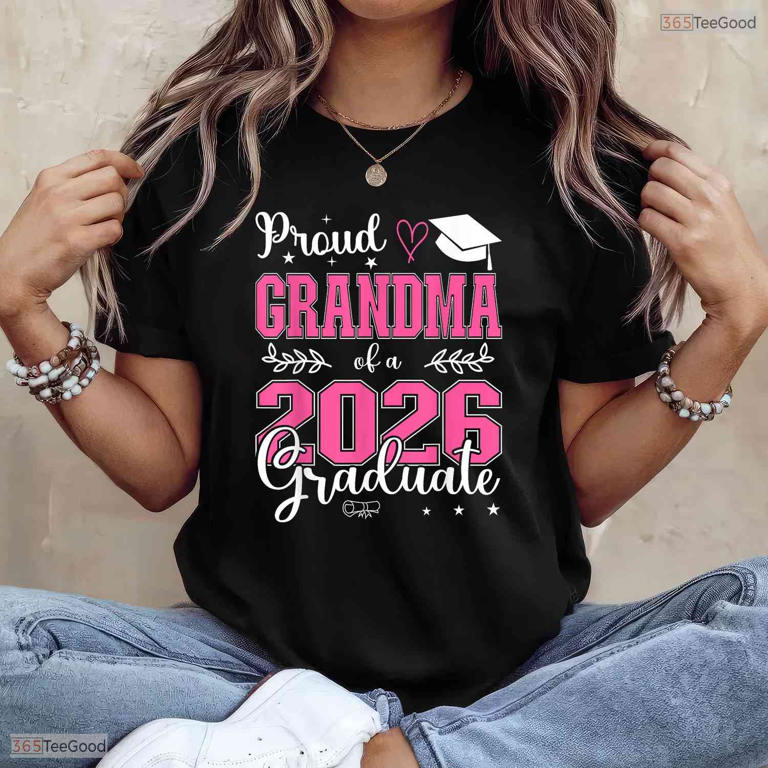 Proud Grandma Of A Class Of 2026 Graduate High School Senior Commemorative Shirt