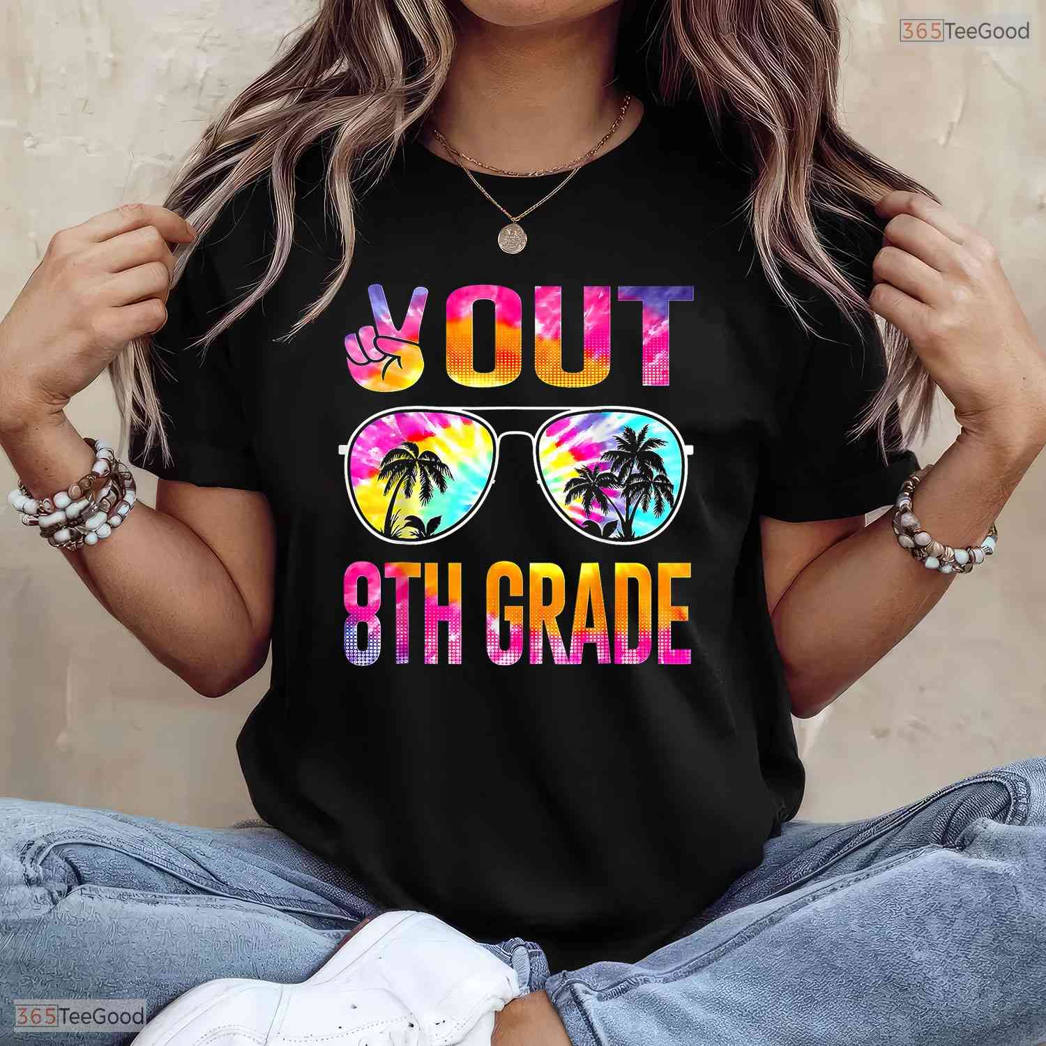 Peace Out 8th Grade Tie Dye Last Day Of School Middle School Graduation T-Shirt