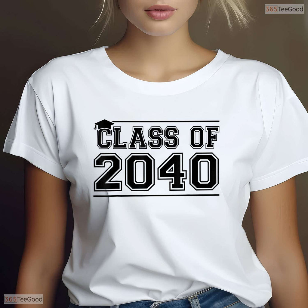 Class Of 2040 Grow With Me Handprints On Back K To 12th Grade Keepsake T-Shirt