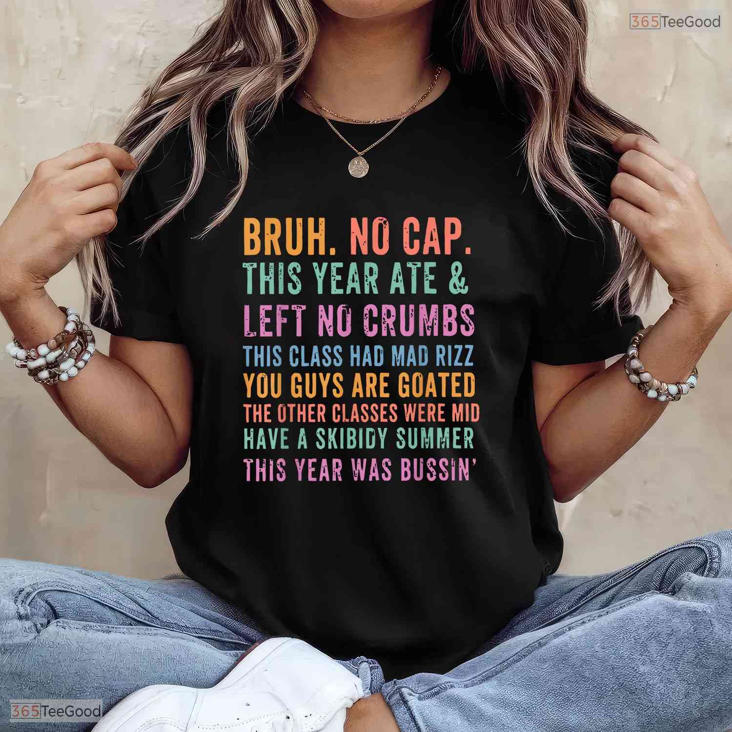 Retro Bruh No Cap This Year Ate And Left No Crumbs Teacher Graduation Shirt