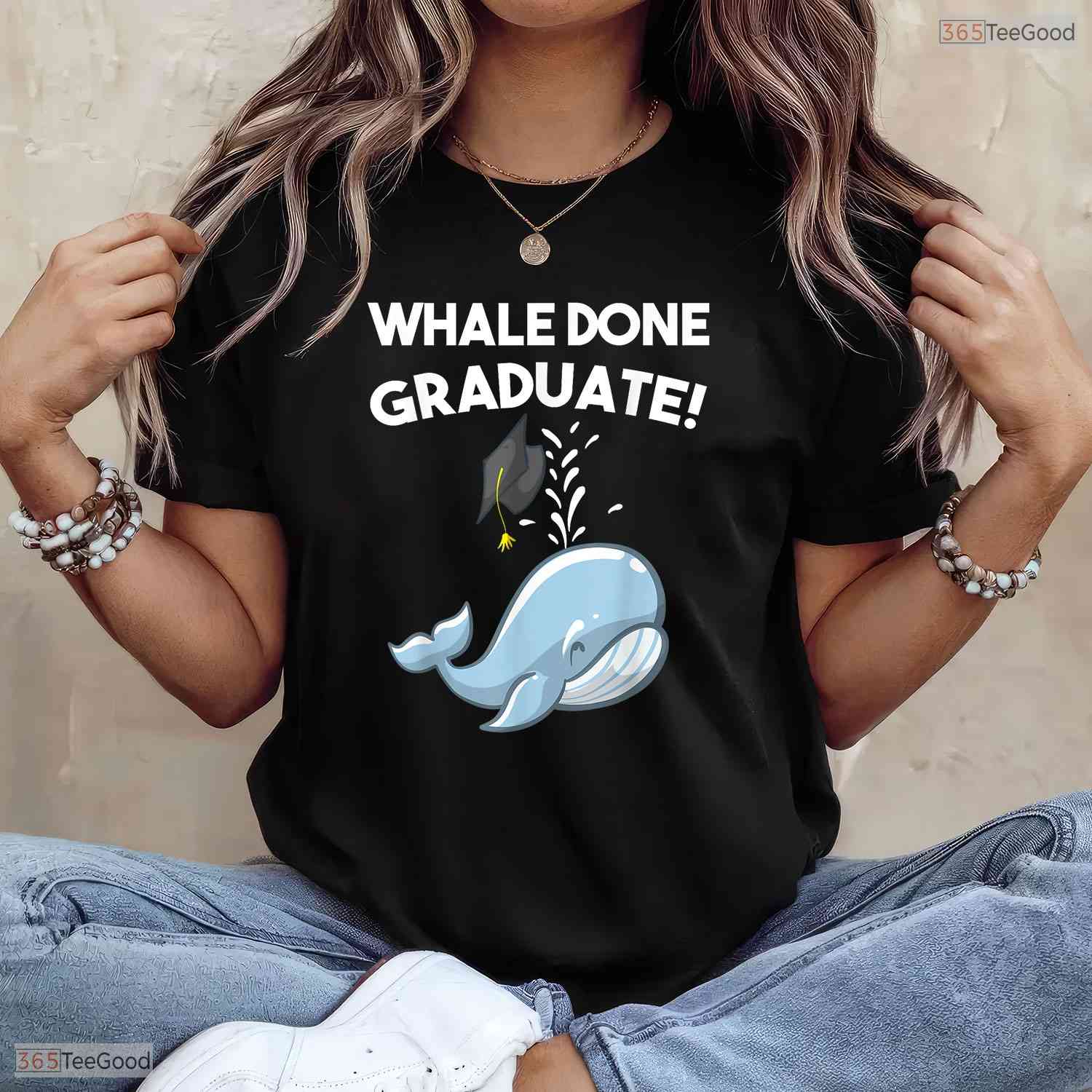 Funny Whale Done Cute Animal Pun Youth Graduation Moving Up Ceremony Kids T-Shirt