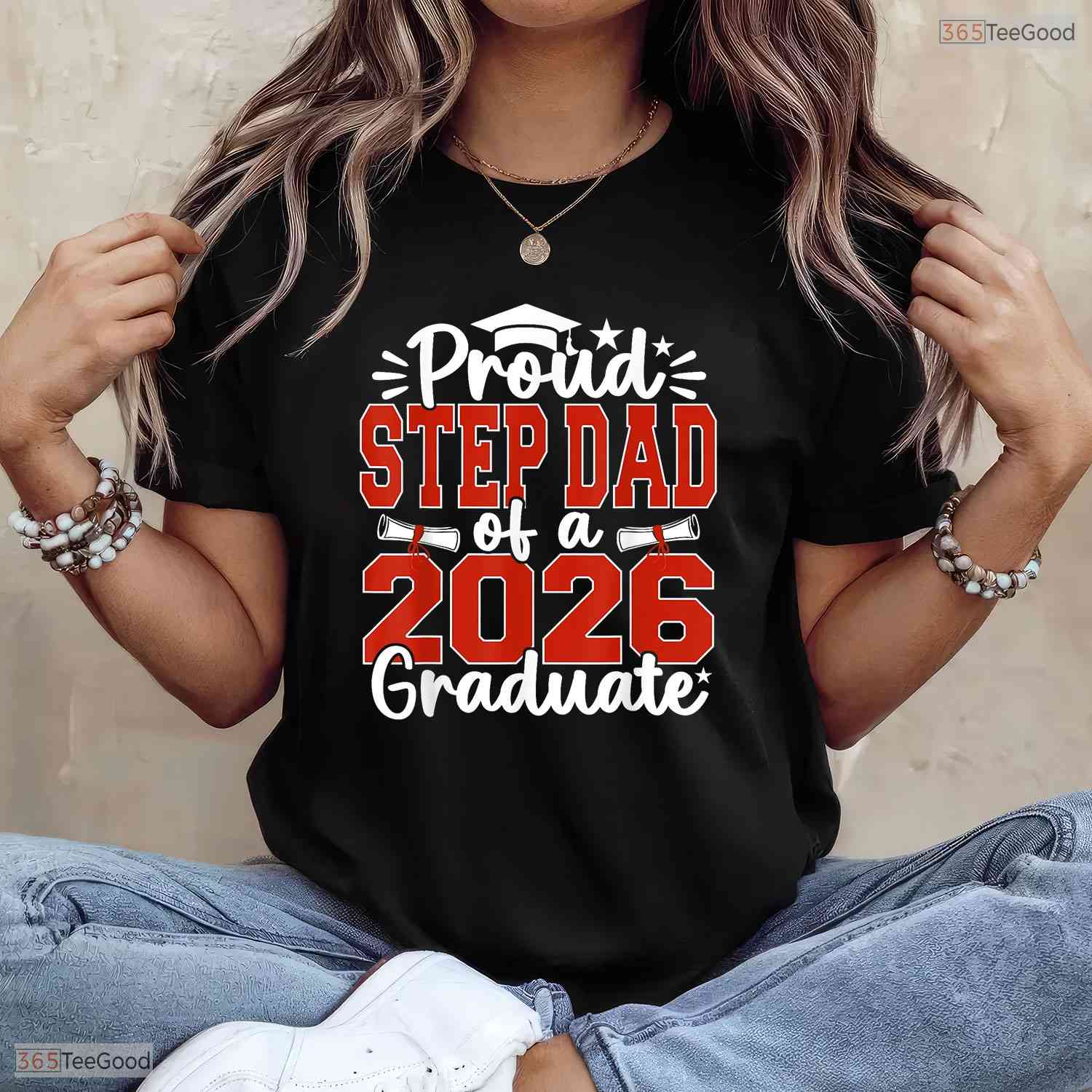 Proud Step Dad Of A Class Of 2026 Graduate High School Senior Commemorative Shirt