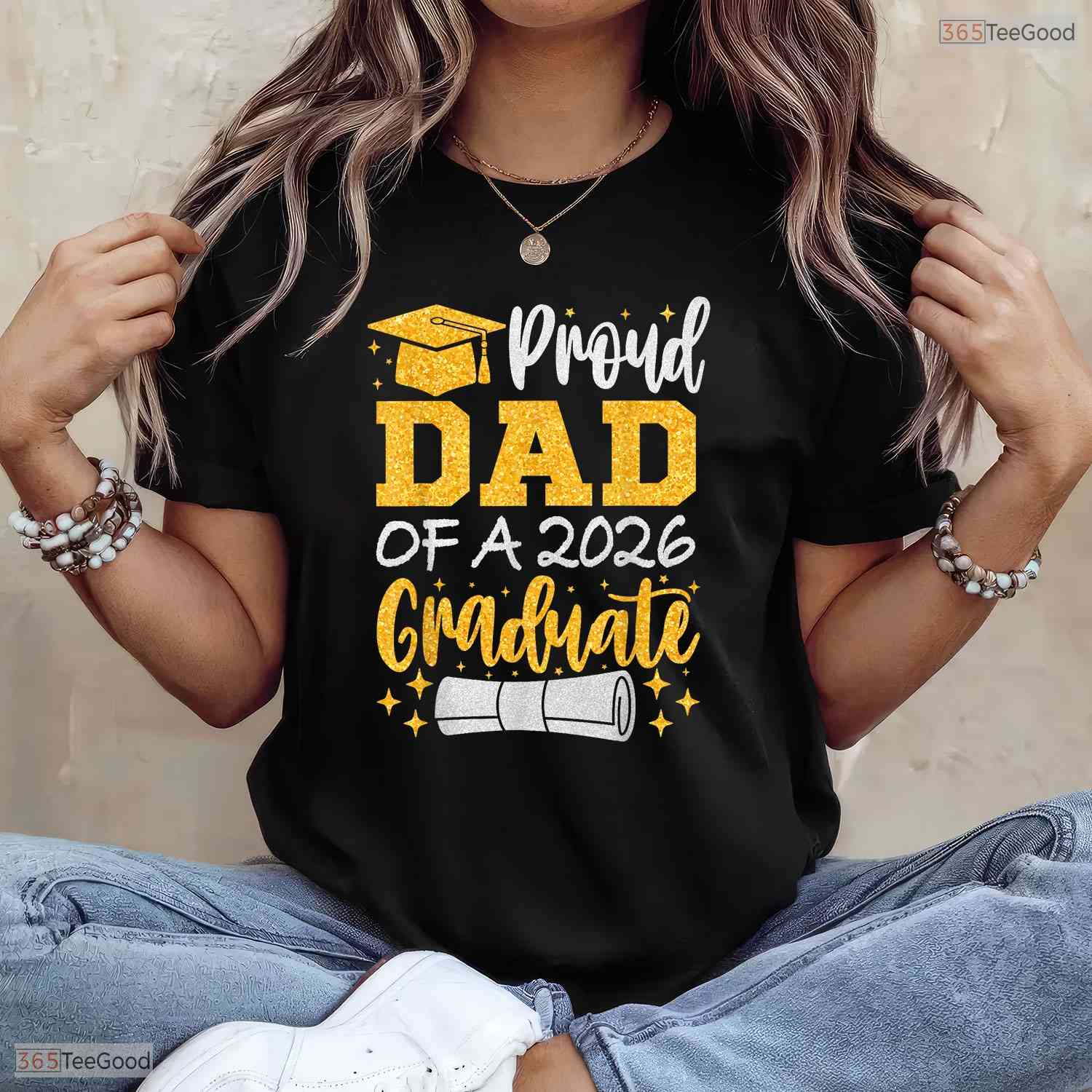 Proud Dad Of A 2026 Graduate High School Senior Class Ceremony Family T-Shirt