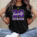 Senior Class Of 2026 Graduation Purple Letters On Back High School Party Shirt