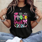 Cute Little Miss Pre-K Grad 2026 Preschool Graduation Ribbon Bow Girls Party T-Shirt