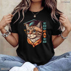Funny Educated Cat In Graduation Cap Cute College Graduate Celebration Shirt