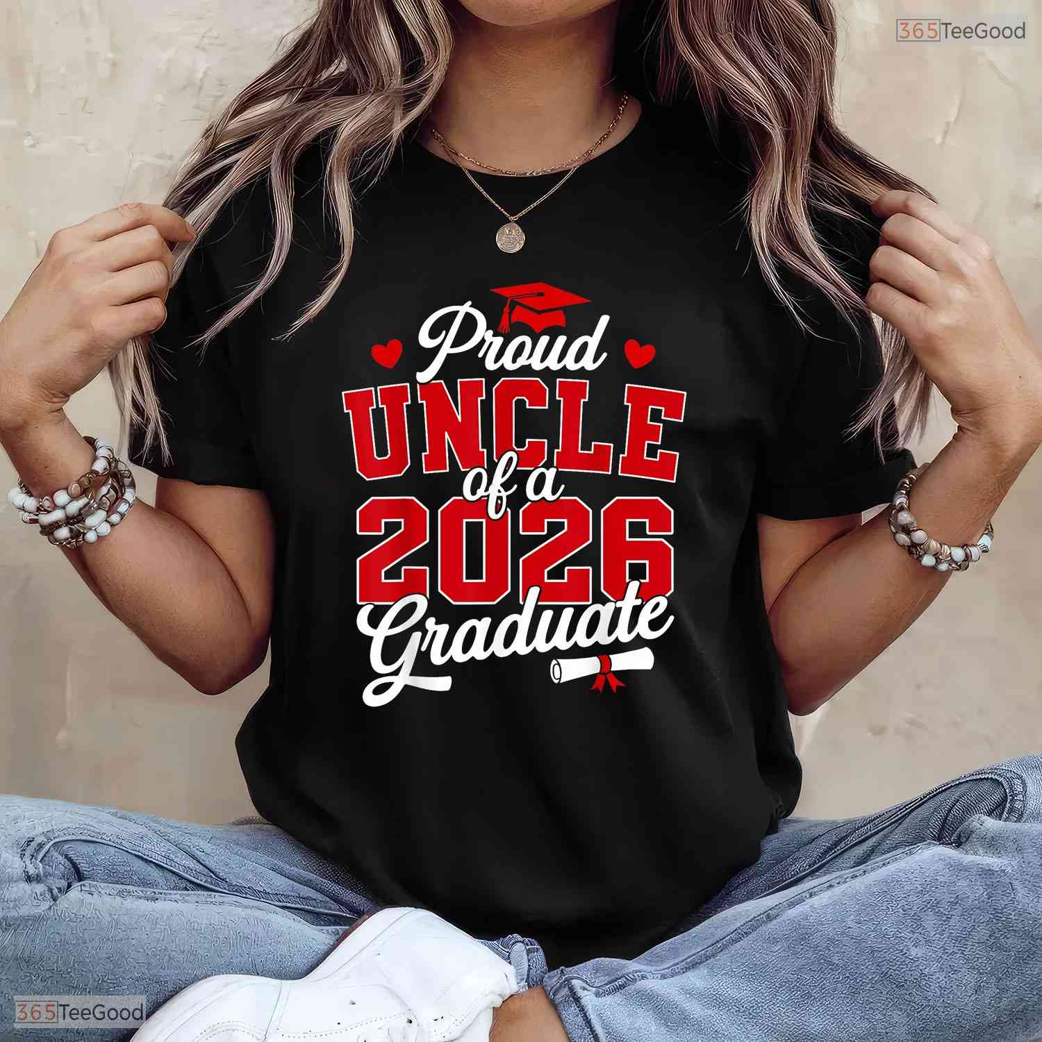 Proud Uncle Of A Class Of 2026 Graduate High School Senior Celebration T-Shirt