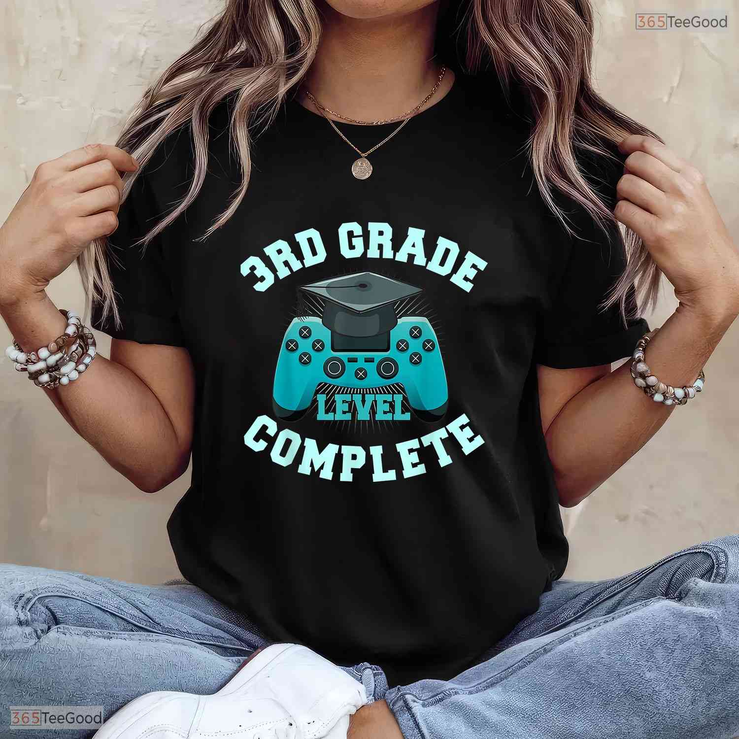 3rd Grade Level Complete Funny Video Gamer Boys Elementary Graduation T-Shirt