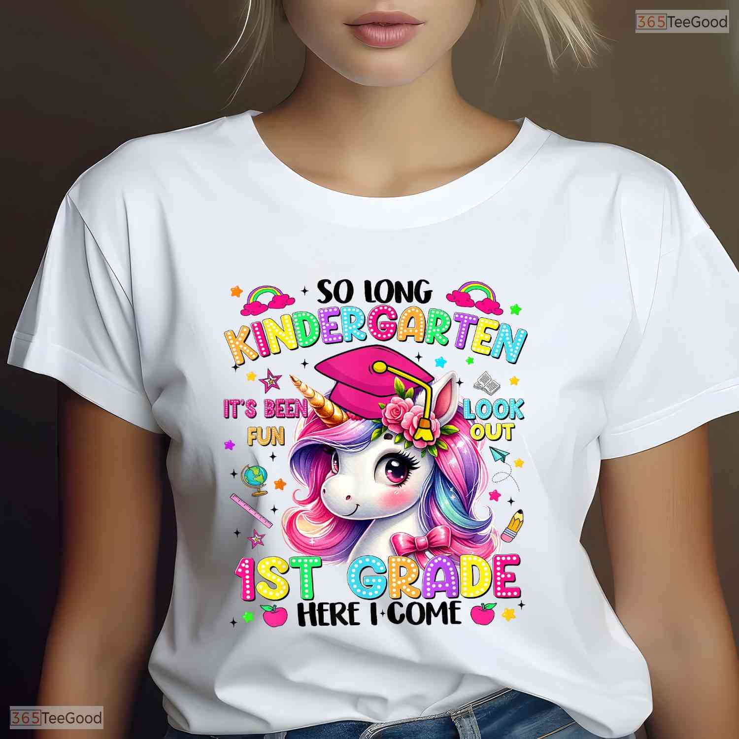 Fun So Long Kindergarten 1st Grade Here I Come Graduation Girls Celebration T-Shirt