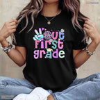Peace Out First Grade Leopard Print Last Day Of 1st Grade Moving Up Ceremony T-Shirt